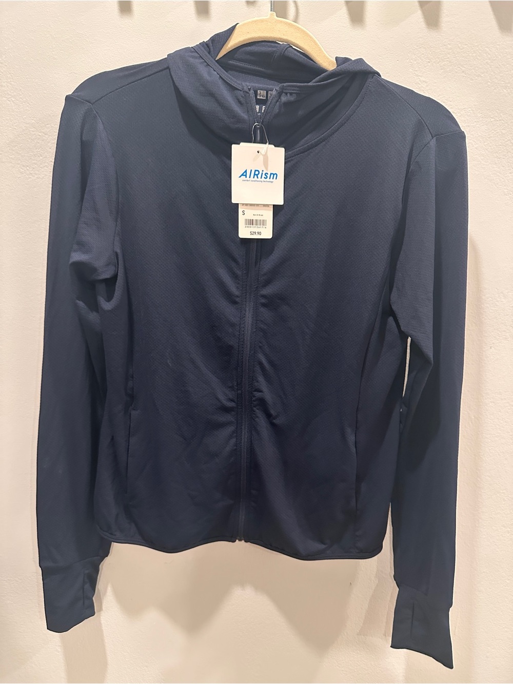Uniqlo Navy AIRism Full-Zip Hoodie Jacket for Women